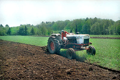 Apprentice on tractor at Brookfield Farm