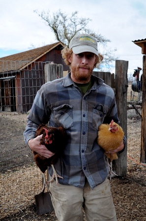 Ben with chickens