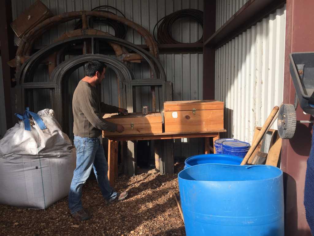 Cesar Barrioneuvo explains the preparation storage at Abiquiu Valley Farm