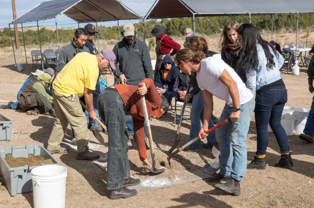 Making biodynamic tree paste at the Tesuque Pueblo