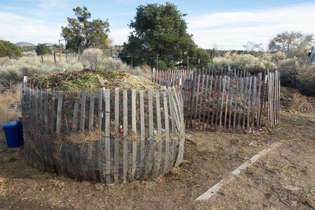 Compost piles at The Succulent Garden