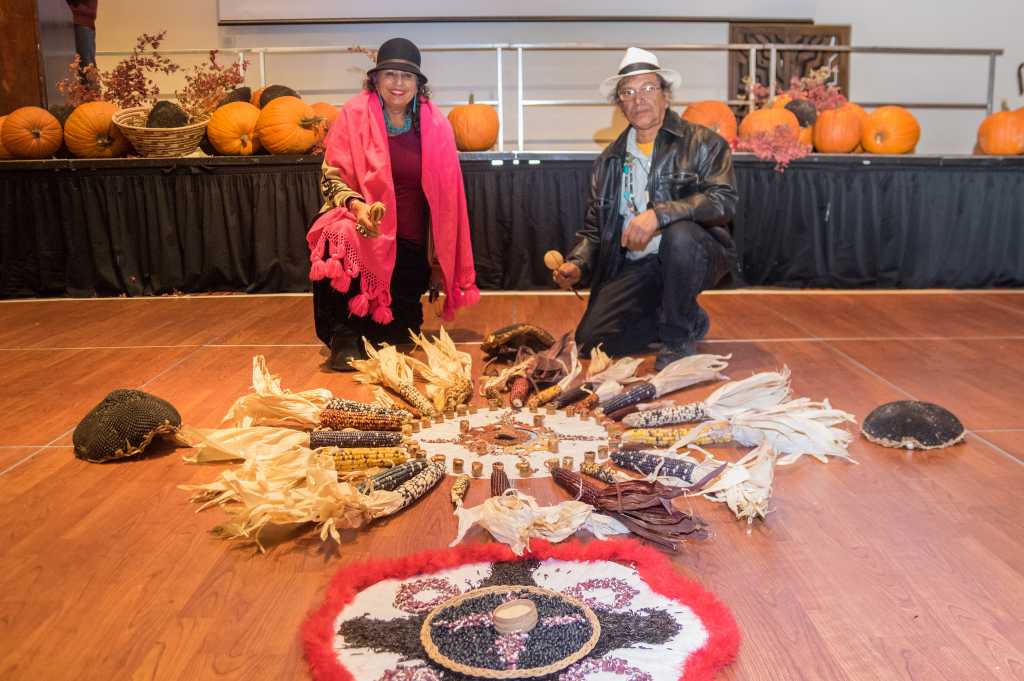 Danza Azteca prepares a seed mandala