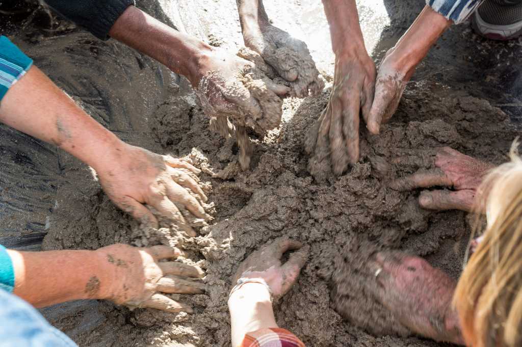 Making biodynamic tree paste at the Tesuque Pueblo