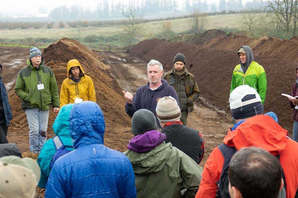 Colum Riley presents during field day at Malibu Compost