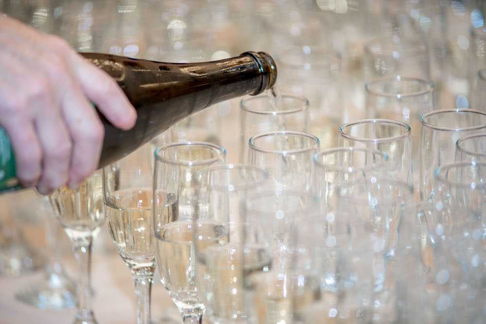 Pouring Montinore Estates sparkling wine for the BDA 80th Anniversary Celebration
