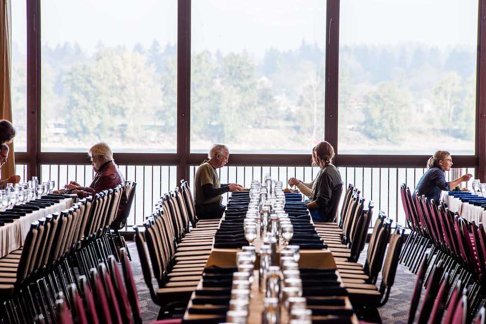 Enjoying views of the Columbia River from the dining room