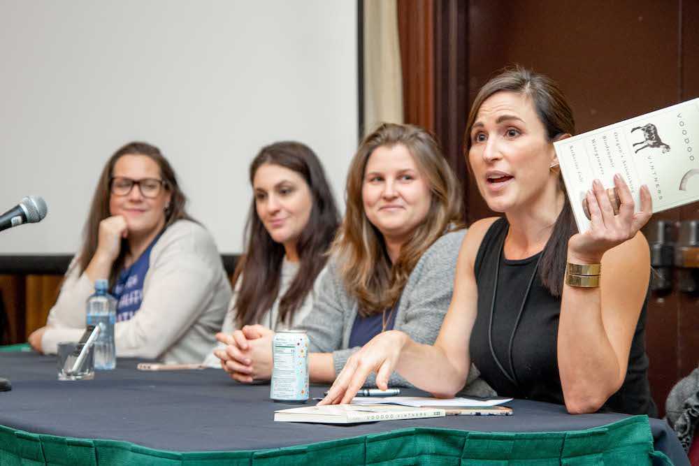 Katherine Cole, Barbara Gross, Kristin Marchesi, and Tahmiene Momtazi during a panel discussion on &quot;Beyond Voodoo Vintners: The Next Generation in Biodynamic Wine&quot;