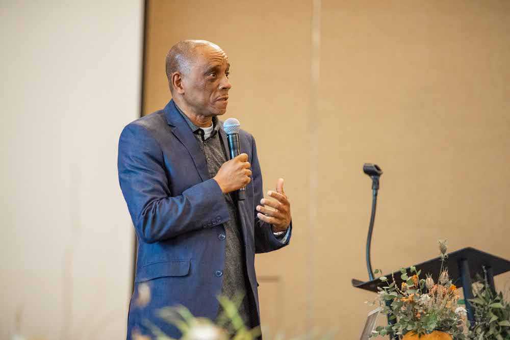 Orland Bishop during keynote presentation on &quot;Biodynamics, Indigeneity, and Social Justice&quot;