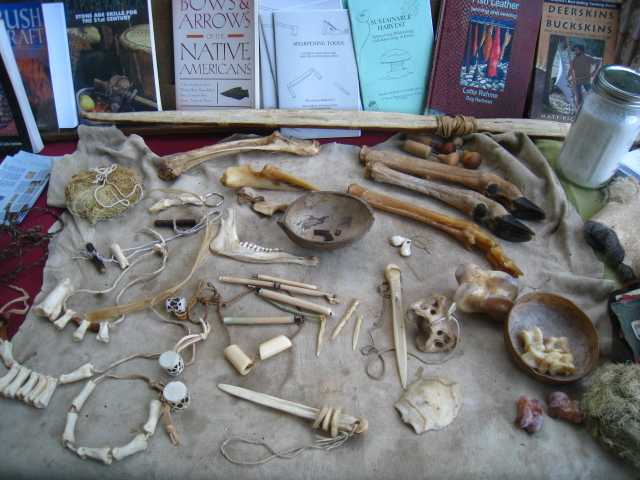 One of Tamara’s displays with all the bone tools she’s made