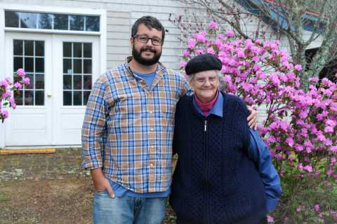 Allen Clements stands next to Jennifer Greene at the Water Research Institute in Blue Hill, Maine